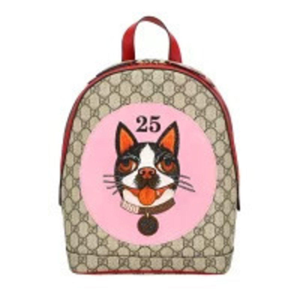 Gucci GG Supreme Bosco Backpack Canvas Leather Pink Brown